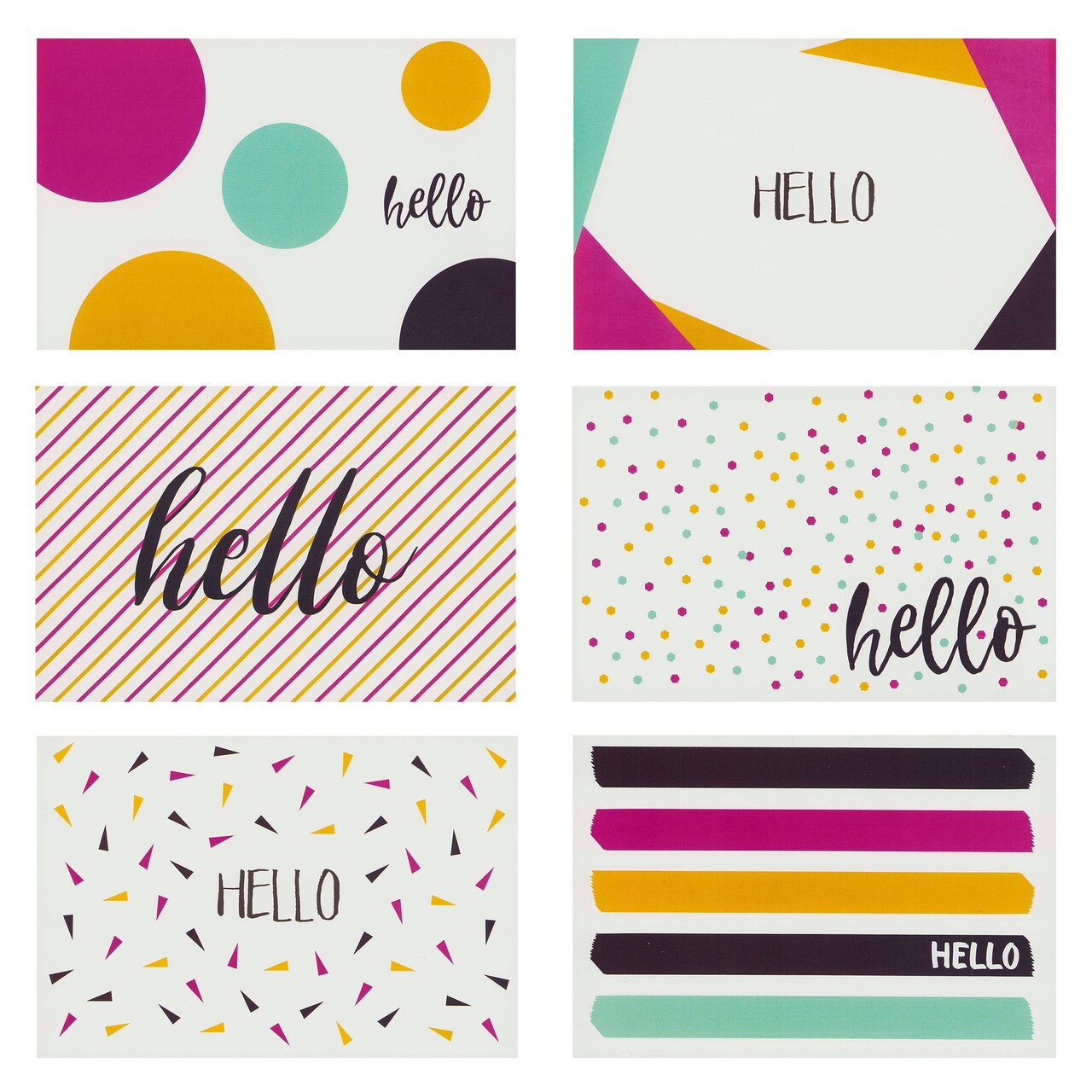 48 Pack All Occasion Hello Cards with Envelopes, Greeting Note Cards in 6  Designs for Friends, Family, Teachers, Blank Inside (4x6 In)